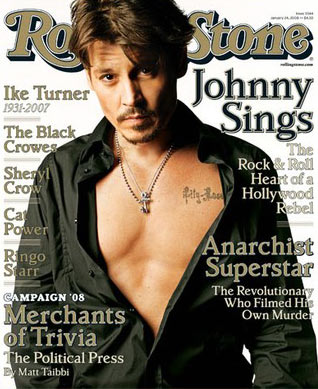 Johnny Depp portada de la revista Rolling Stone en enero de 2008