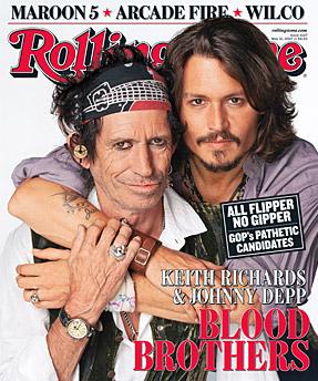 Keith Richards y Johnny Depp posan para la portada de Rolling Stones, Mayo 2007 